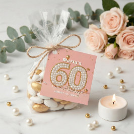 Elegant Pink Gold Pearl Number 60th Birthday Party Geschenkanhänger
