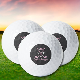 Elegant Pink Golf Club White Bows Custom Birthday Golfball