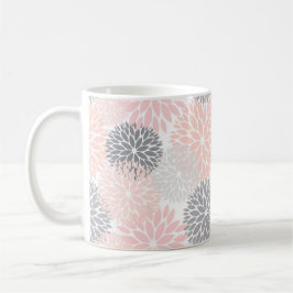 Elegant Pink Gray Dahlia Floral Kaffeetasse