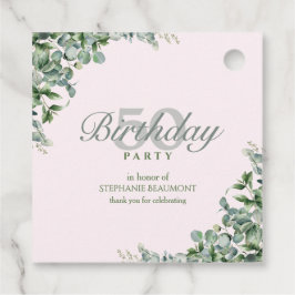 Elegant Pink Green Flower Women's 50th Birthday  Geschenkanhänger