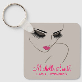 Elegant Pink Grey Lash Extension Beauty Salon QR Schlüsselanhänger