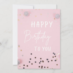 Elegant Pink Happy Birthday Card Einladung