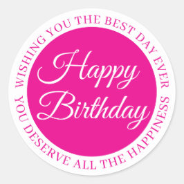 Elegant Pink “Happy Birthday” Sticker