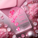 Elegant Pink Heart Balloons 50. Geburtstagsparty Acryleinladungen<br><div class="desc">Eleganter Imitat Glitzer und gemusterte rosa Ballons mit rosa Band-Saiten und rosa Akzent Stars "50" 50. Geburtstag feiern Einladung.</div>