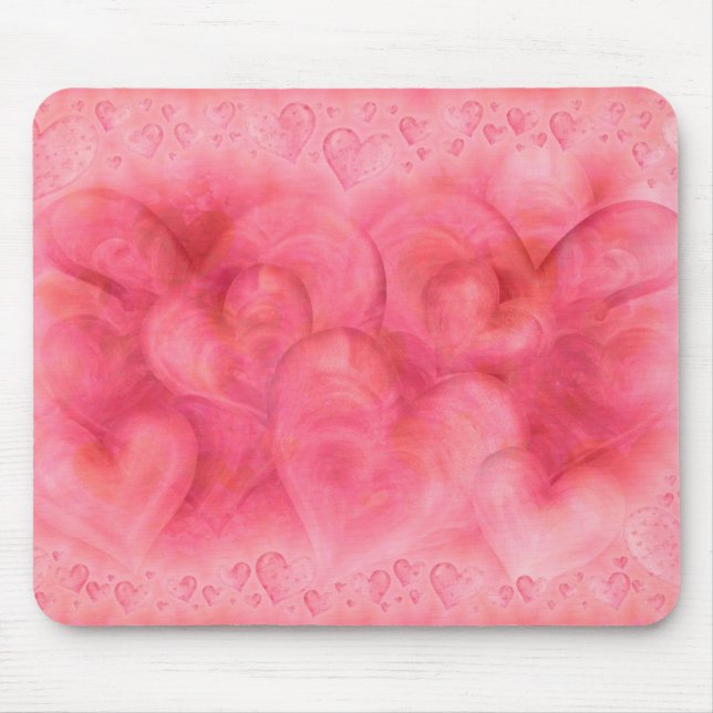 Elegant Pink Hearts Mousepad (Vorne)