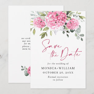 Elegant Pink Hydrangea Blumenhochzeit Save The Date