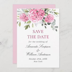 Elegant Pink Hydrangea Blumenhochzeit Save The Date