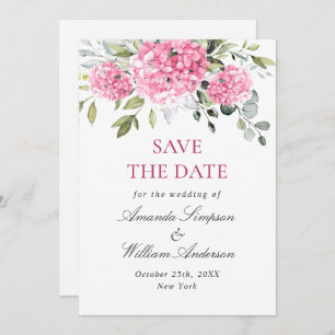 Elegant Pink Hydrangea Blumenhochzeit Save The Date