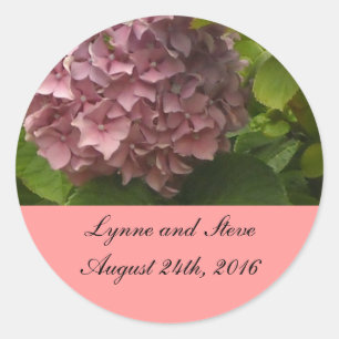 Elegant Pink Hydrangea Save the Date Runder Aufkleber