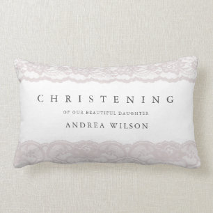 Elegant Pink Lace Christening Taufe Lendenkissen