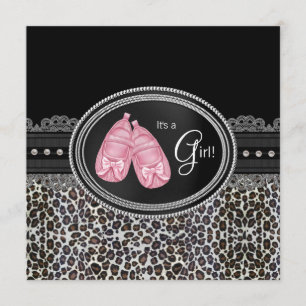 Elegant Pink Leopard Baby Shower Einladung