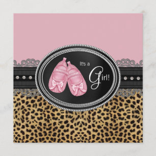 Elegant Pink Leopard Baby Shower Einladung