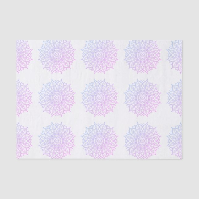 Elegant Pink Lila Boho Ombre Mandala Decoupage Seidenpapier (Vorderseite)