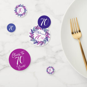 Elegant Pink Lila Wreath 70. Geburtstag Confetti Konfetti