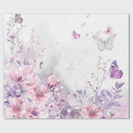 Elegant Pink Lilac Watercolor Butterfly Whimsical Geschenkpapier