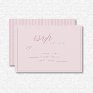 Elegant Pink Lines Wedding RSVP Karte