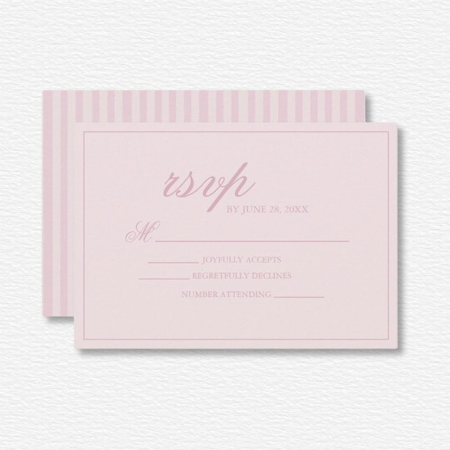 Elegant Pink Lines Wedding RSVP Karte (Von Creator hochgeladen)