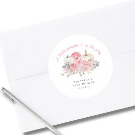 Elegant Pink Little Pumpkin Girl Babydusche Runder Aufkleber