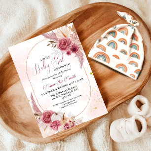 Elegant Pink Little Pumpkin Sweet Girl Baby Shower Einladung