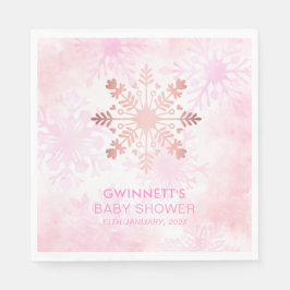 Elegant Pink Little Snowflake Babydusche Serviette