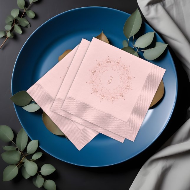 Elegant Pink Mandala Monogram Servietten Mit Folie (Von Creator hochgeladen)