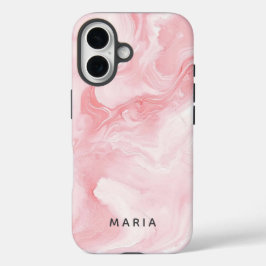 Elegant Pink Marble Personalized iPhone 16 Hülle
