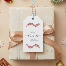 Elegant Pink Merry Christmas Gift Tag – Floral Geschenkanhänger
