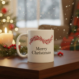 Elegant Pink Merry Christmas Mug – Floral Holiday  Kaffeetasse