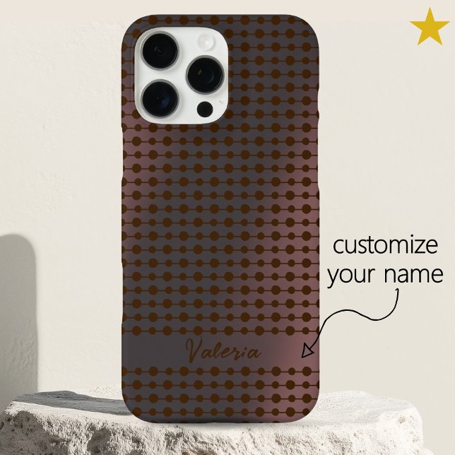 Elegant Pink Metal Dots Line Pattern Custom Name Case-Mate iPhone Hülle (Von Creator hochgeladen)
