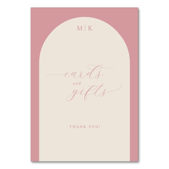 Elegant Pink Minimalist Cards and Gifts Sign Tischnummer (Vorderseite)