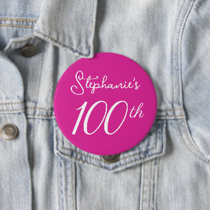 Elegant Pink Monogram 100. Geburtstag Button