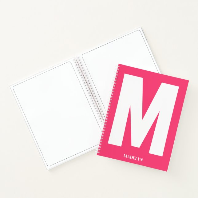 Elegant Pink , Monogram Name Minimalist modern Notizbuch (Innenseite)