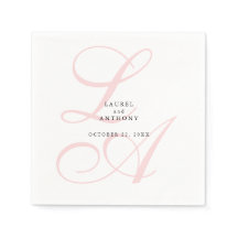 Elegant Pink Monogram Wedding Napkins