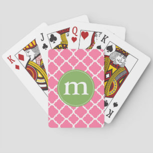 Elegant Pink Moroccan Quatrefoil Personalized Spielkarten