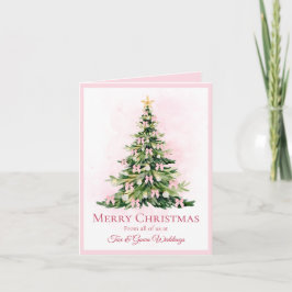 Elegant Pink Non Photo Watercolor Tree Christmas Feiertagskarte