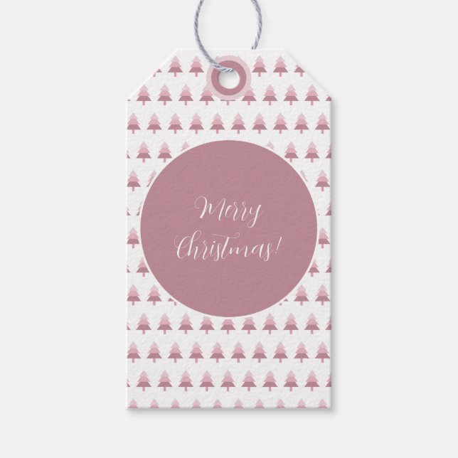 Elegant Pink Ombre Christmas Tree Muster Geschenkanhänger (Vorderseite)