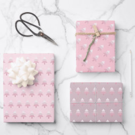 Elegant Pink Ombre Christmas Tree Muster Geschenkpapier Set