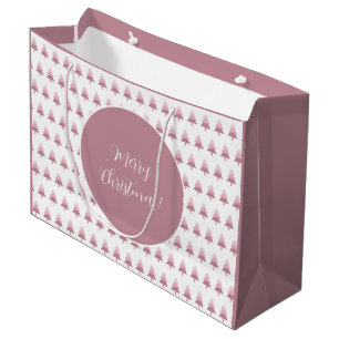 Elegant Pink Ombre Christmas Tree Muster Große Geschenktüte