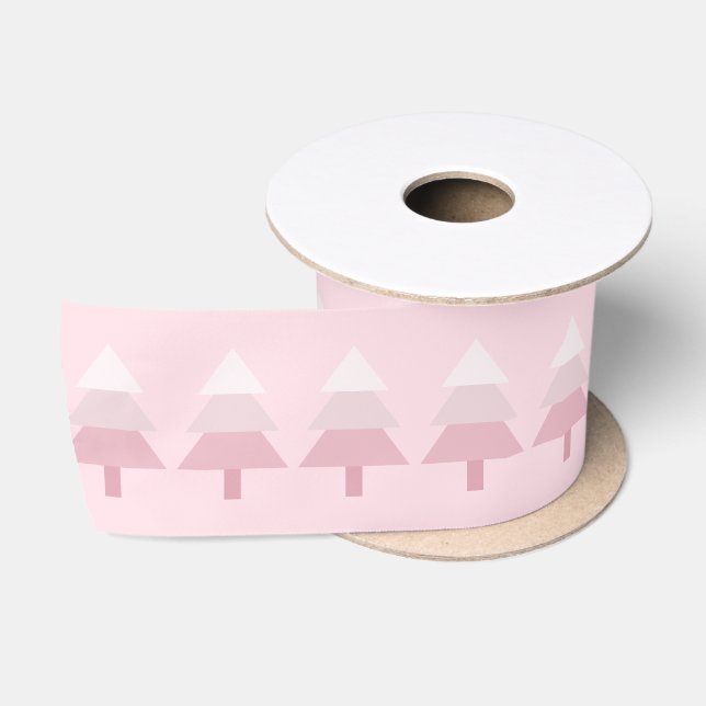 Elegant Pink Ombre Christmas Tree Muster Satinband (Spule)