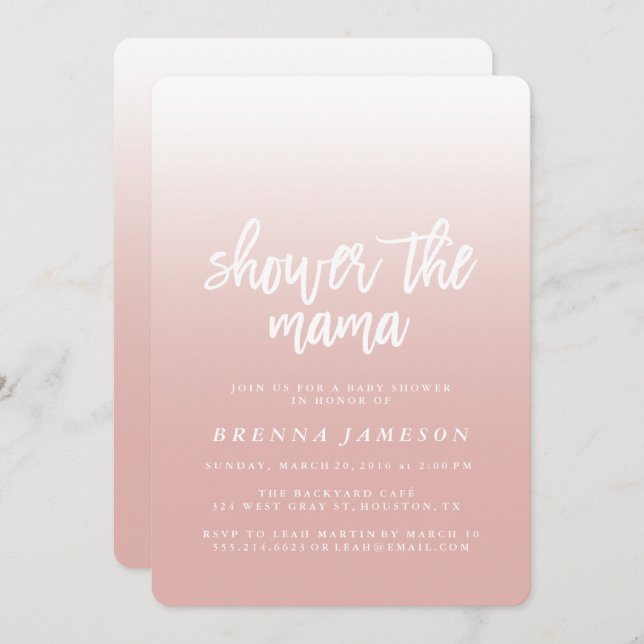 Elegant Pink Ombre Kinderdusche Einladung (Vorne/Hinten)