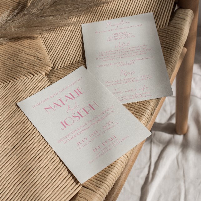 Elegant Pink Orange Stylish All In One Wedding Einladung (Von Creator hochgeladen)