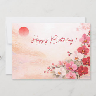 Elegant Pink Orchid Birthday Card Feiertagskarte