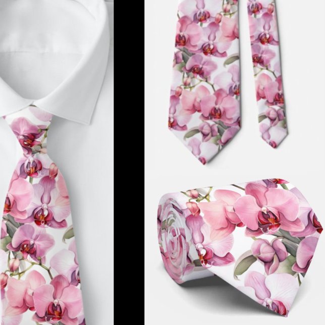 Elegant Pink Orchid Neck Tie Krawatte (Von Creator hochgeladen)