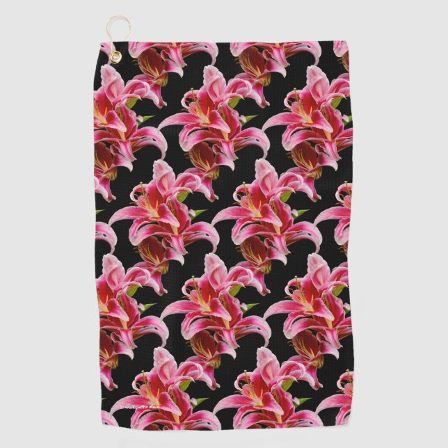 Elegant Pink Oriental Lilies Golfhandtuch (Vorderseite)