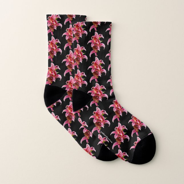 Elegant Pink Oriental Lilies Socken (Paar)