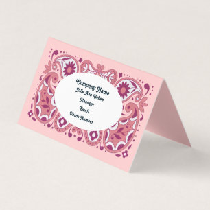 Elegant Pink Paisley Design Tear Drops Daisies Visitenkarten