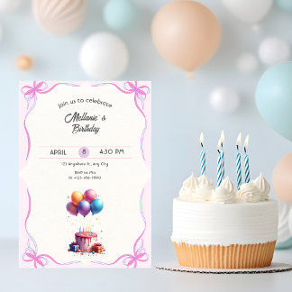 Elegant Pink Pastel Birthday Einladung