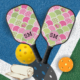 Elegant Pink Pastel Monogram Pattern For Her Pickleball Schläger