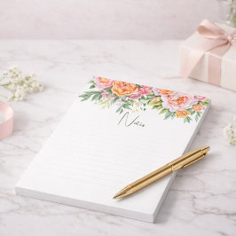 Elegant Pink Peonies Floral Notepad Notizblock
