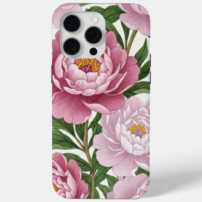 Elegant Pink Peony Floral Phone Case (Rückseite)